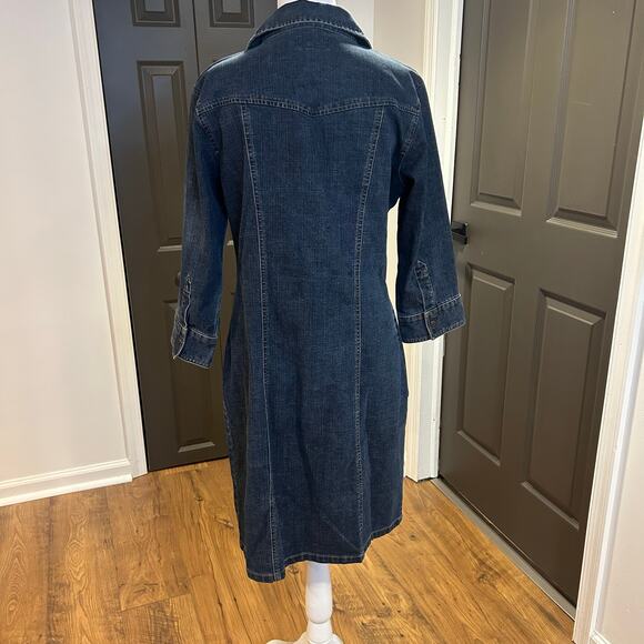Vintage OLD NAVY Sz 12 Y2K Jean Dress Snap Front Brest Pockets Spandex Denim - Picture 4 of 8
